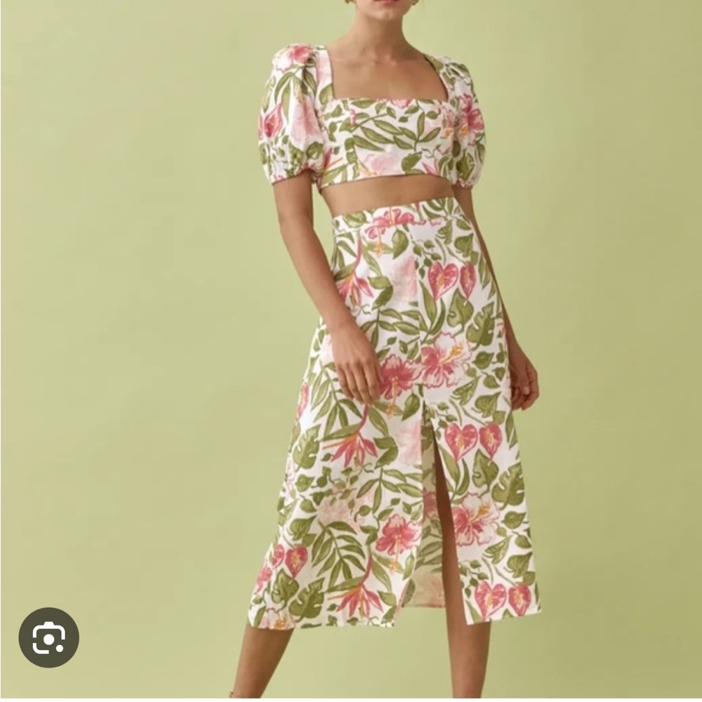 Reformation Jonas two piece crop top and skirt set